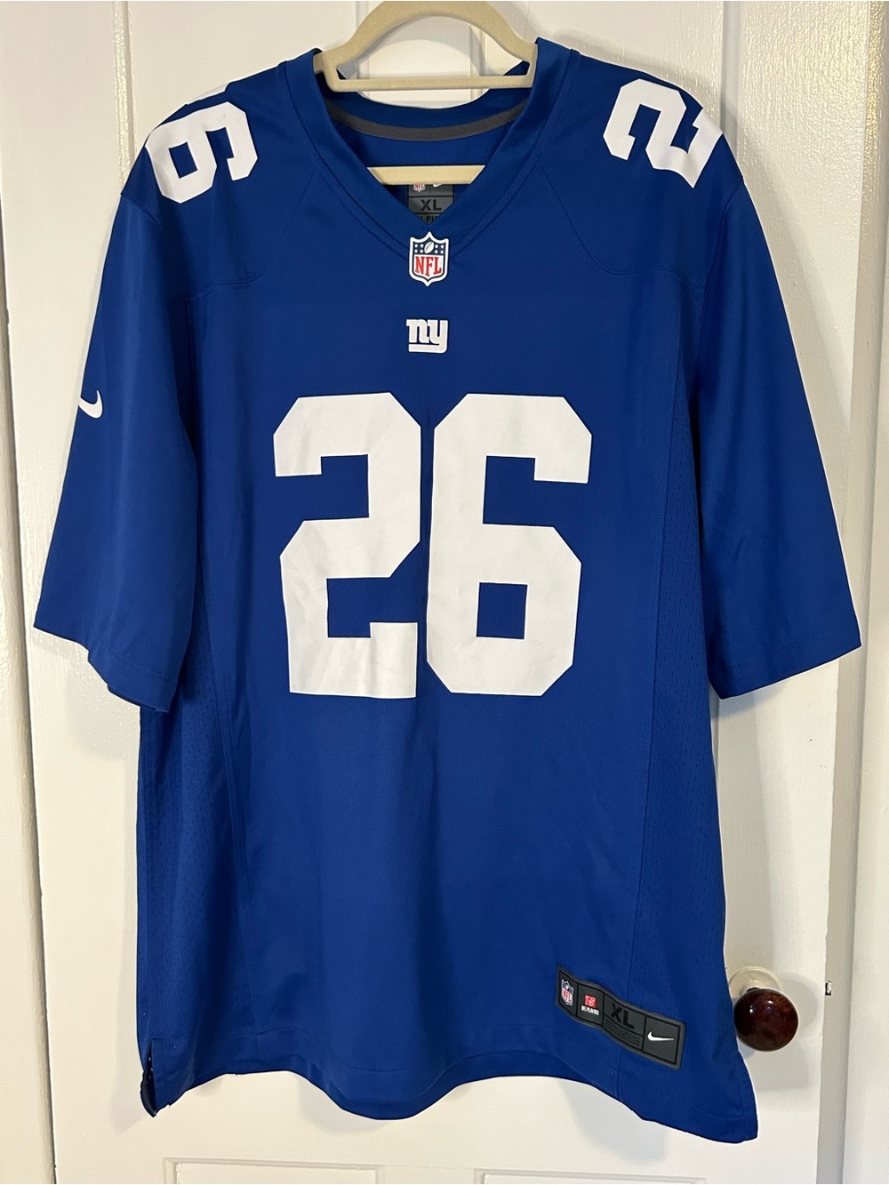 Nike NFL NY Giants Barkley 26 Jersey Blue/White Polyester football Size XL